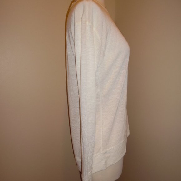NWT Banana Republic White Ruffle Pull On Cotton Lightweight Sweater Top Small - Picture 6 of 8